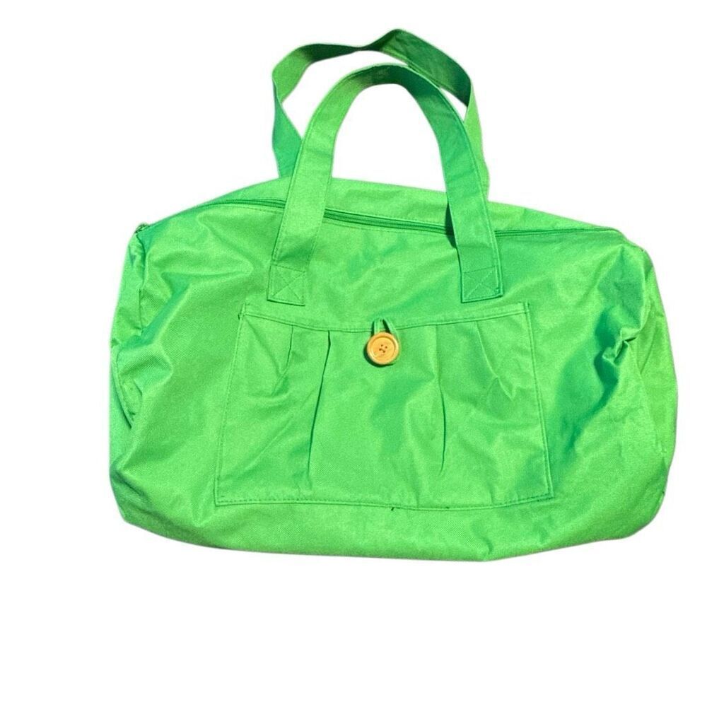 Women's Green Canvas Travel Duffel Bag With Wooden Button